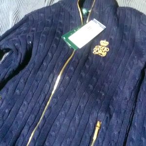 RALPH LAUREN crested sweater size xxs navy blue